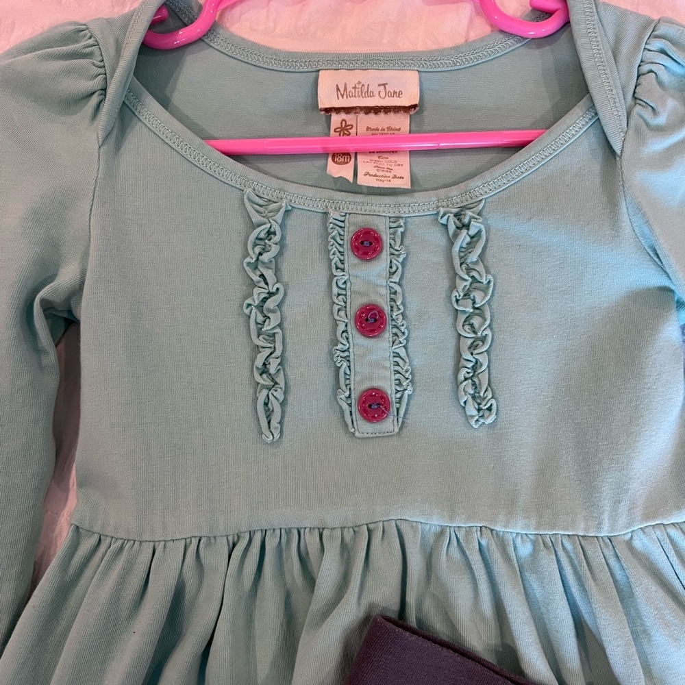 Matilda Jane Turquoise Blue Lap Dress Size 18M GUC - Picture 5 of 5
